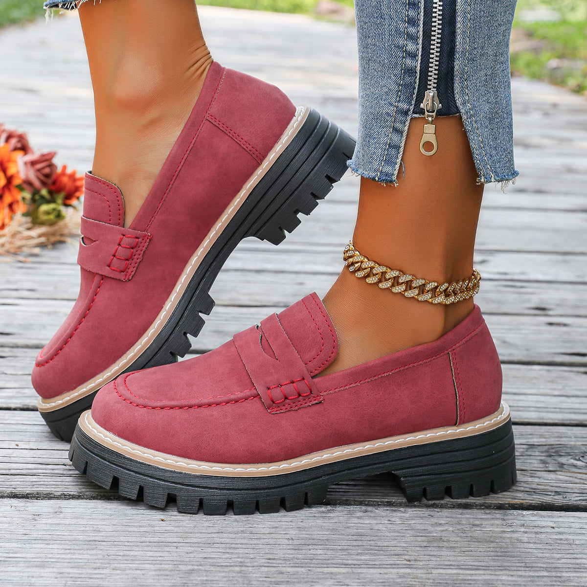 Norla Lugloafers — Chunky Sole Penny Loafers with Cushioned Comfort