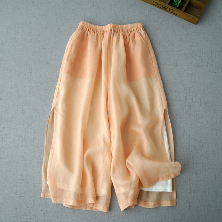 Alora Breeze — Lightweight Cotton-Linen Pants with Side Slits