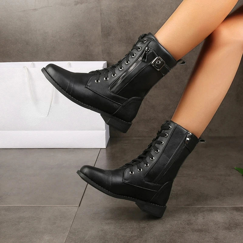 Renley — Durable Leather Lace-Up Boots with All-Terrain Sole
