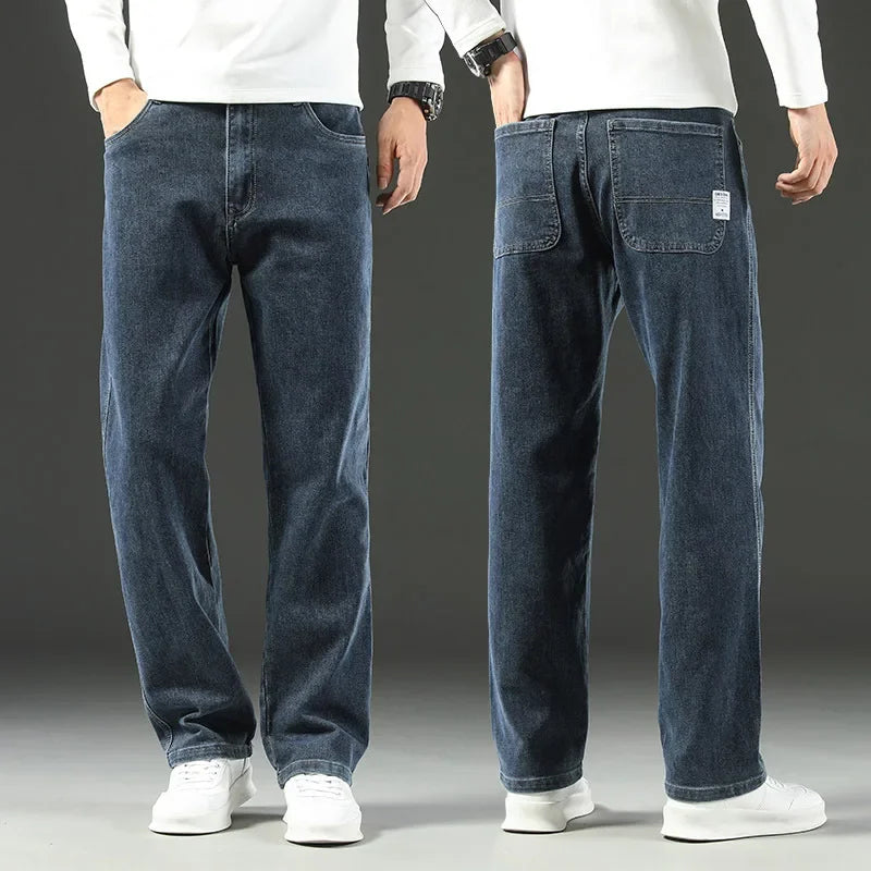 Levaro — Men's Relaxed Straight-Leg Vintage Wash Jeans