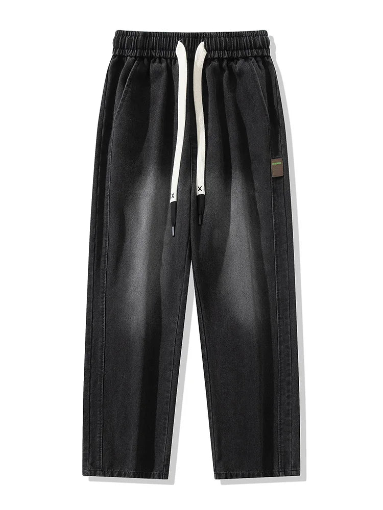 Emryn Wide-Leg Denim Pants — Relaxed Fit with Adjustable Drawstring Waist