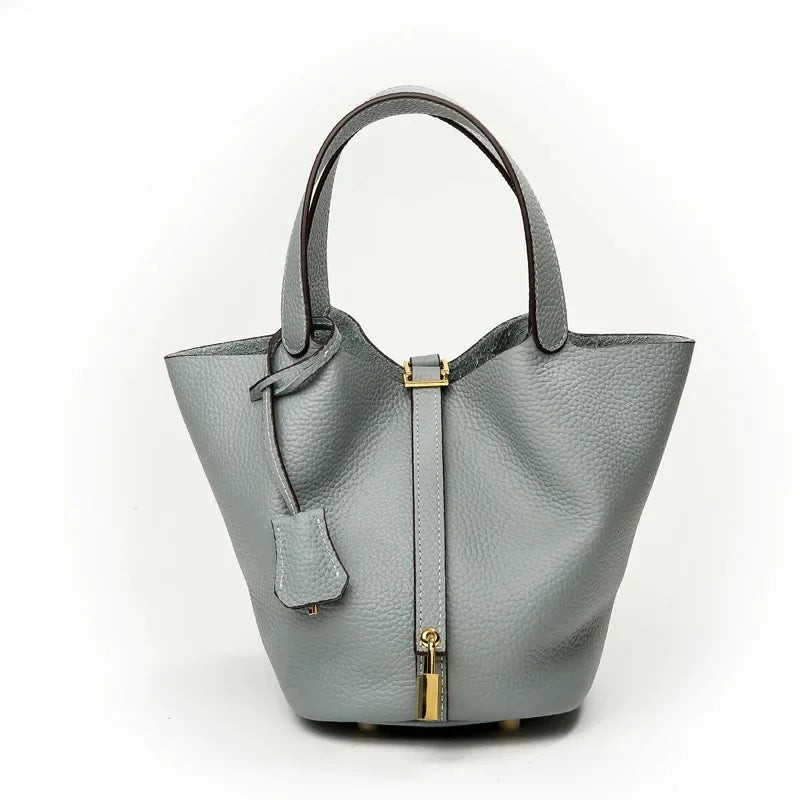 Liora — Handmade Full-Grain Leather Handbag with Zip Closure