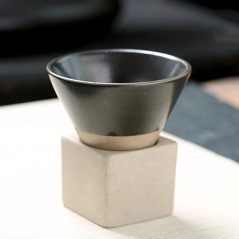 Lamara — Vintage Cone Shaped Ceramic Espresso Cups with Holder