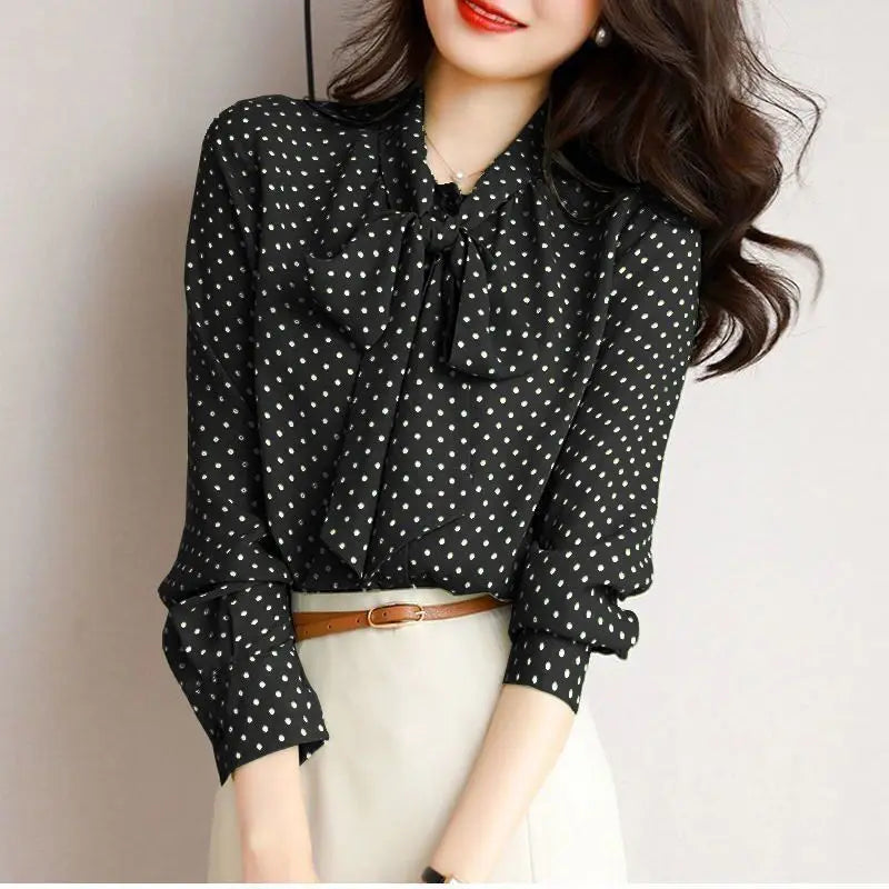 Liora — Lightweight Shawl Collar Blouse with Bow Accents