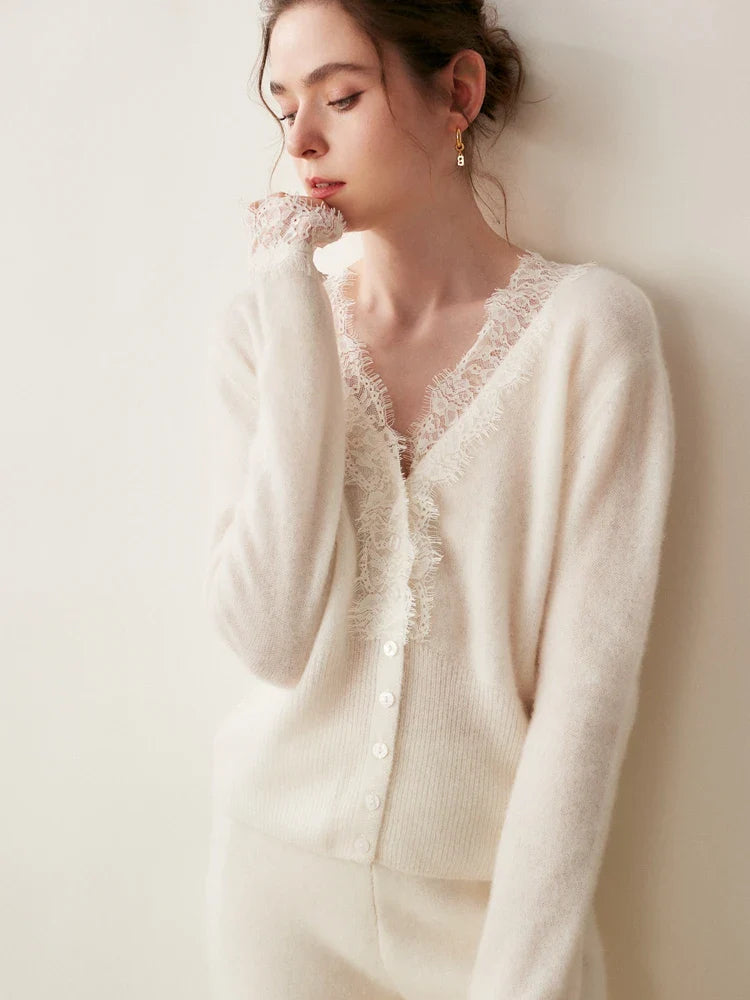 Sorrelis — Women's Cashmere Lace Cardigan for Layering