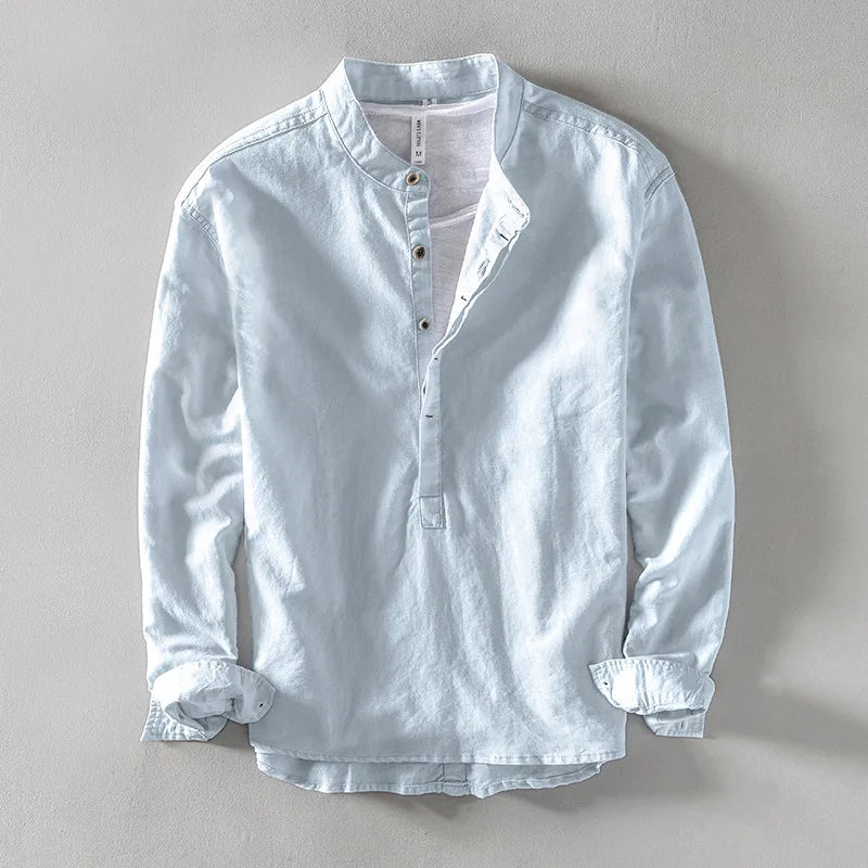 Renlo — Lightweight Linen Shirt with Mandarin Collar for Comfort