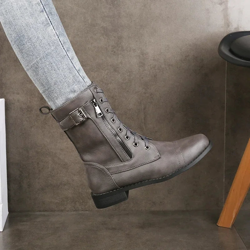 Renley — Durable Leather Lace-Up Boots with All-Terrain Sole