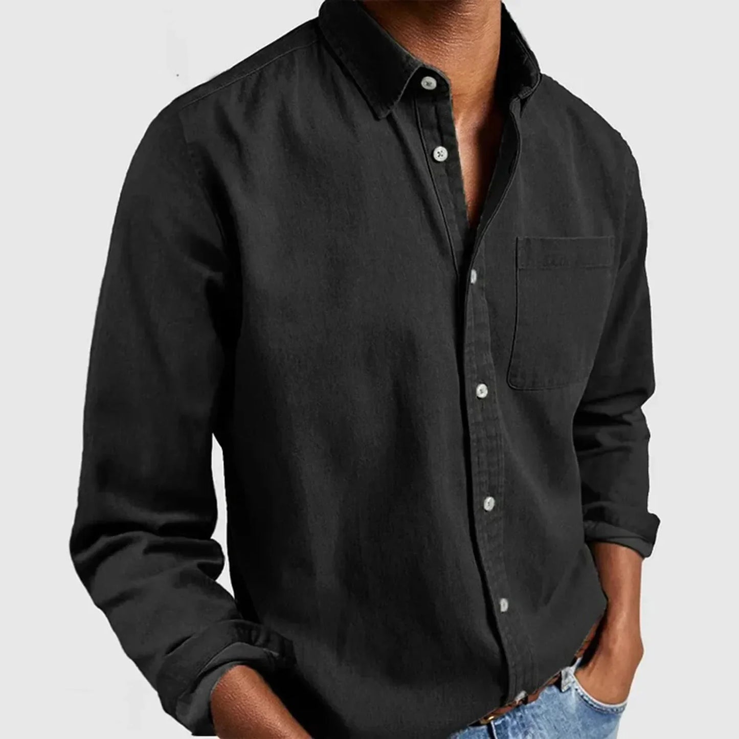 Orven Textured Button-Up Shirt — Tailored Cotton Shirt with Soft Brushed Finish