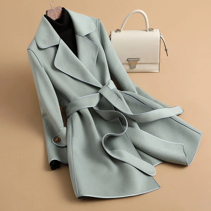 Sorrenna Cashmere Coat — Soft Blend with Adjustable Waist Belt for Warmth