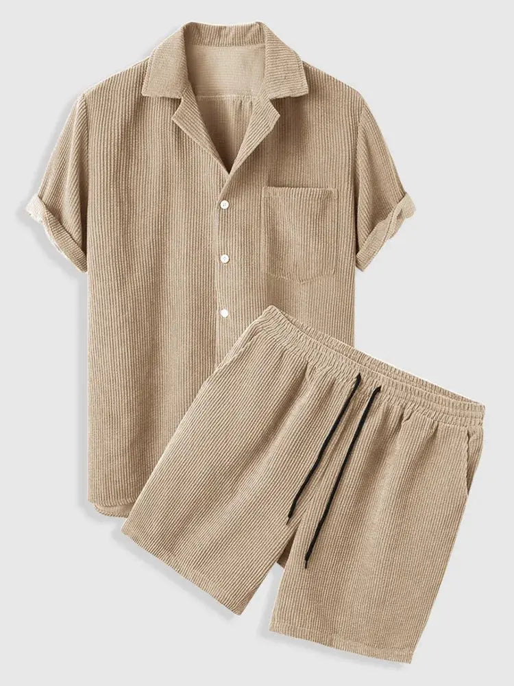 Avenlea — Ribbed Velvet Corduroy Shirt and Shorts Set