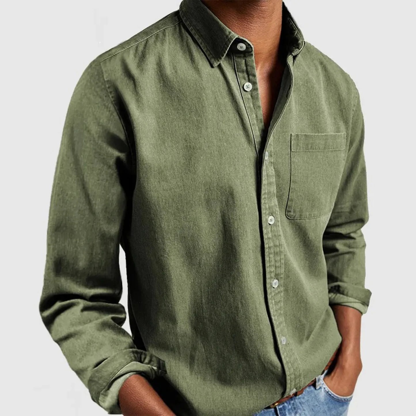 Orven Textured Button-Up Shirt — Tailored Cotton Shirt with Soft Brushed Finish
