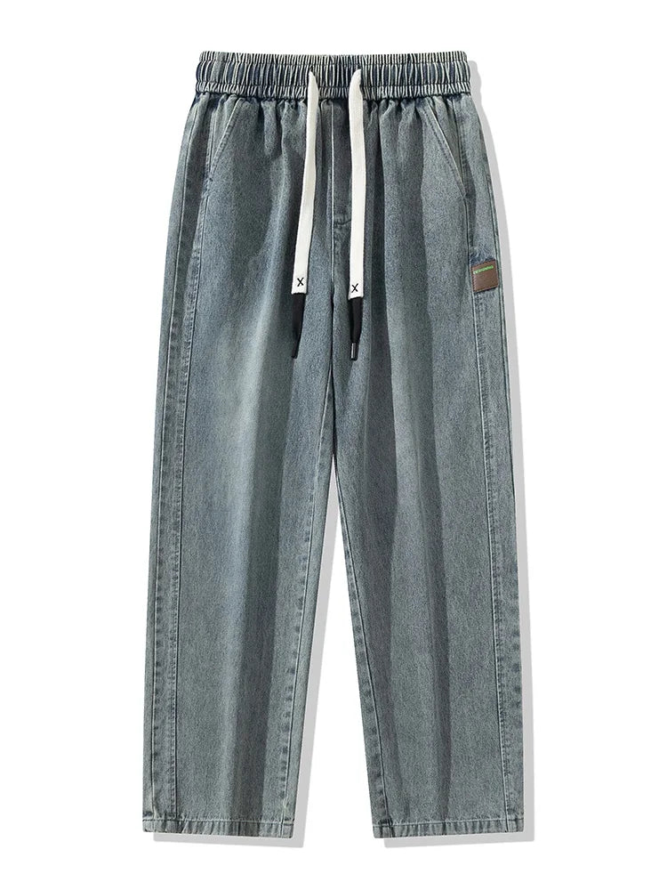 Emryn Wide-Leg Denim Pants — Relaxed Fit with Adjustable Drawstring Waist