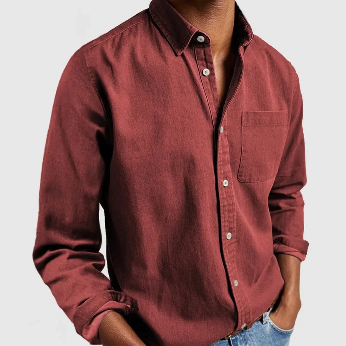 Orven Textured Button-Up Shirt — Tailored Cotton Shirt with Soft Brushed Finish