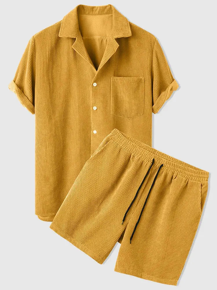 Avenlea — Ribbed Velvet Corduroy Shirt and Shorts Set