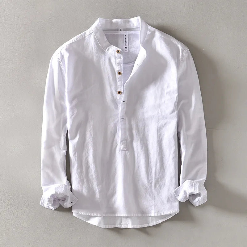 Renlo — Lightweight Linen Shirt with Mandarin Collar for Comfort