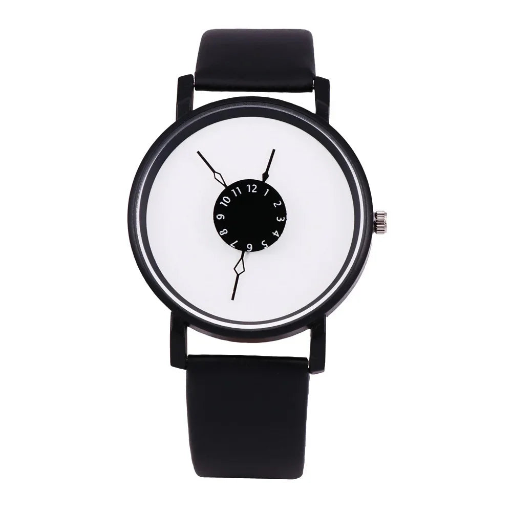 Lumenor — Modern Minimalist Leather Strap Watch with Dual-Dial Face