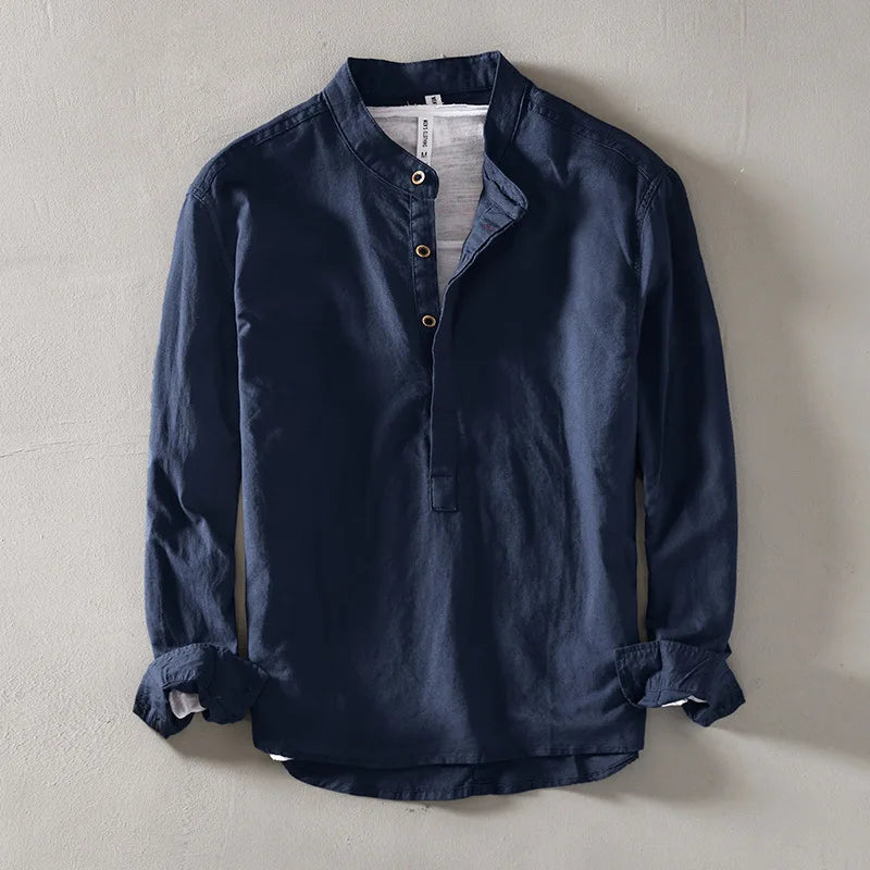 Renlo — Lightweight Linen Shirt with Mandarin Collar for Comfort
