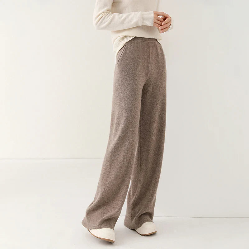 Liora — Merino Wool Wide-Leg Pants with High Waist and Pockets