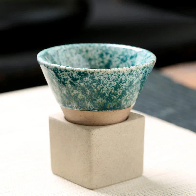 Lamara — Vintage Cone Shaped Ceramic Espresso Cups with Holder
