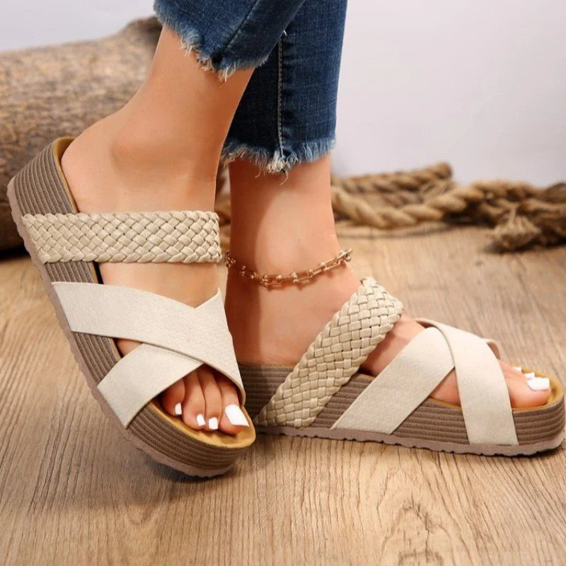 Norla — Braided Cork Platform Sandals with Cushioned Support