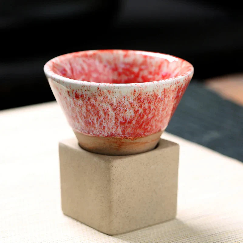 Lamara — Vintage Cone Shaped Ceramic Espresso Cups with Holder