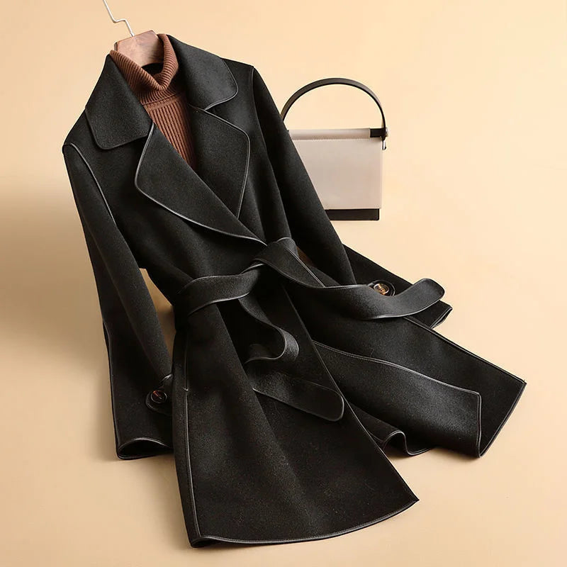 Sorrenna Cashmere Coat — Soft Blend with Adjustable Waist Belt for Warmth
