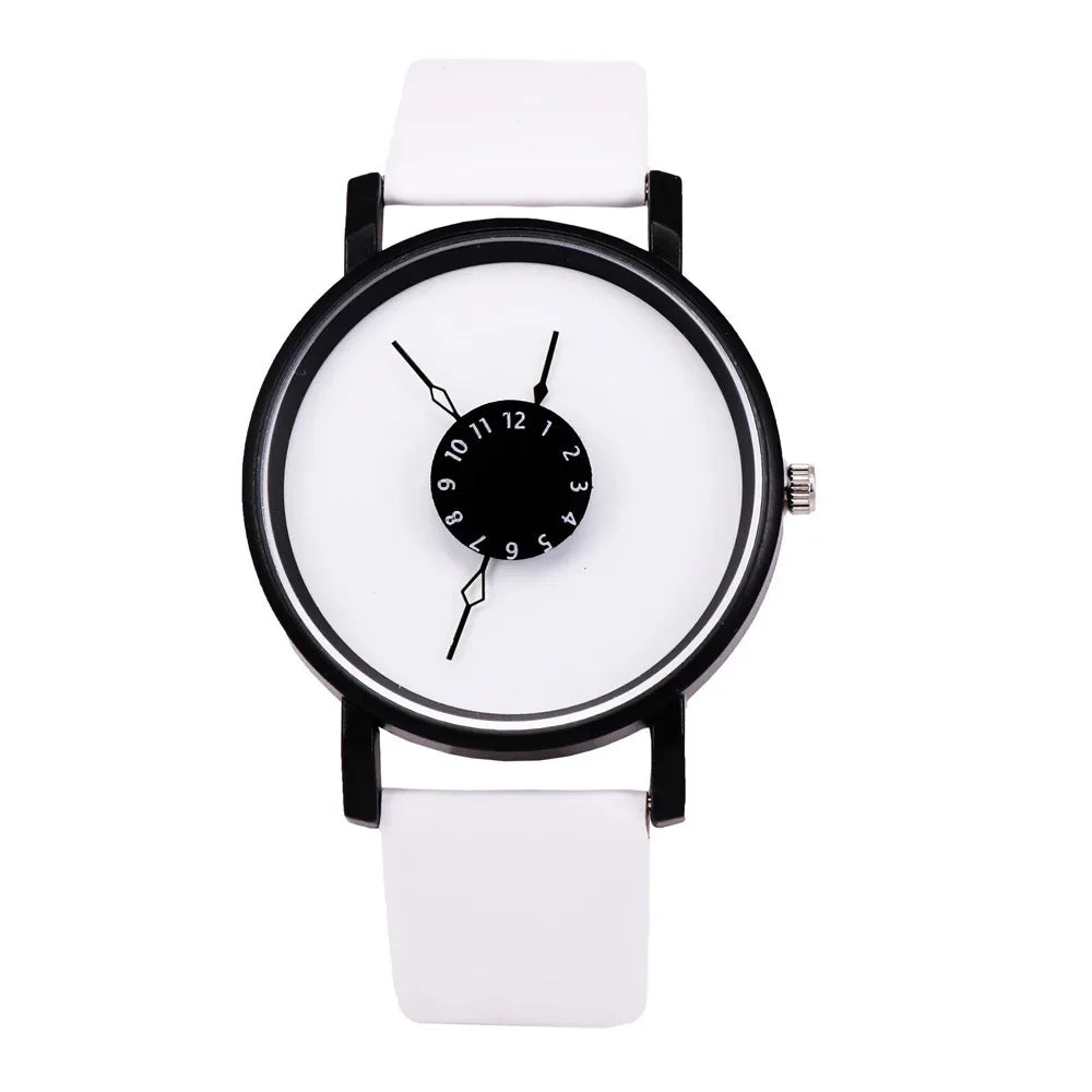 Lumenor — Modern Minimalist Leather Strap Watch with Dual-Dial Face