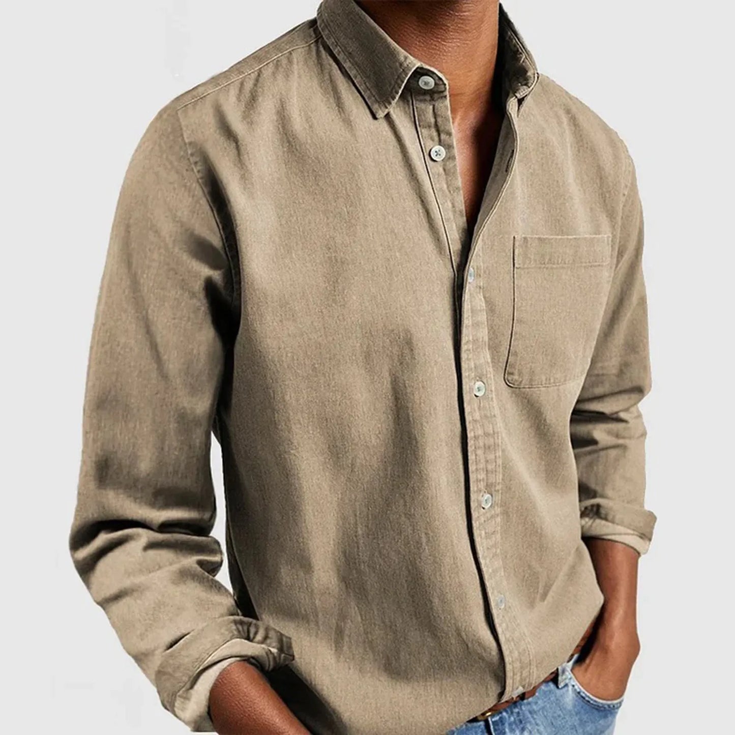 Orven Textured Button-Up Shirt — Tailored Cotton Shirt with Soft Brushed Finish