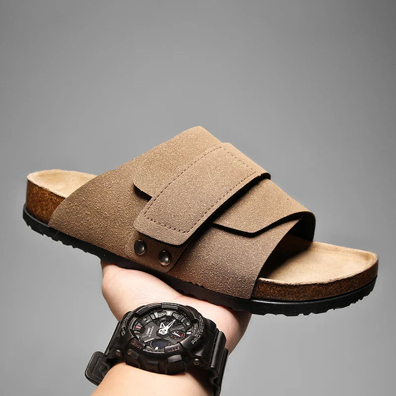 Linora — Men's Genuine Suede Leather Sandals with Adjustable Straps