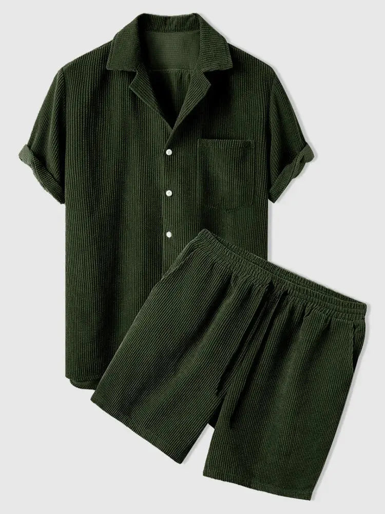 Avenlea — Ribbed Velvet Corduroy Shirt and Shorts Set
