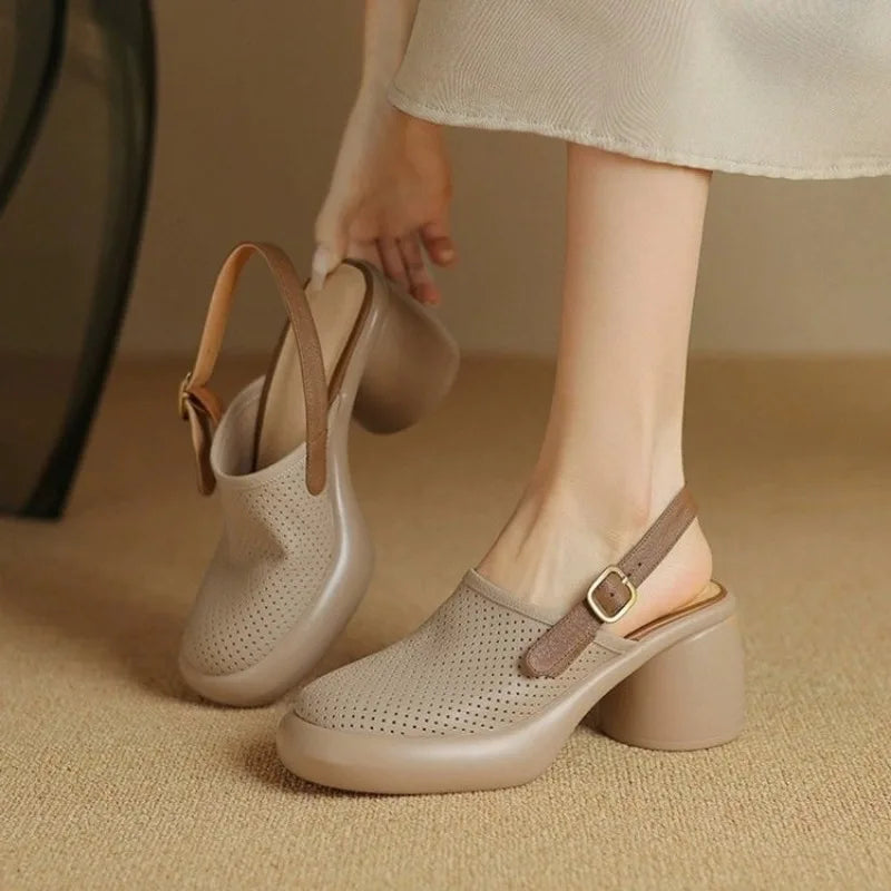 Liora — Breathable Hollow-Out Platform Sandals with Curved Heel