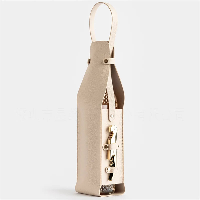 Lyricis Leather Bottle Carrier — Genuine Leather Holder with Snap Closure
