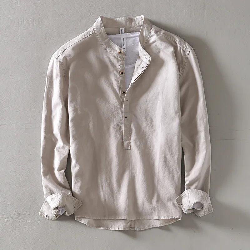 Renlo — Lightweight Linen Shirt with Mandarin Collar for Comfort