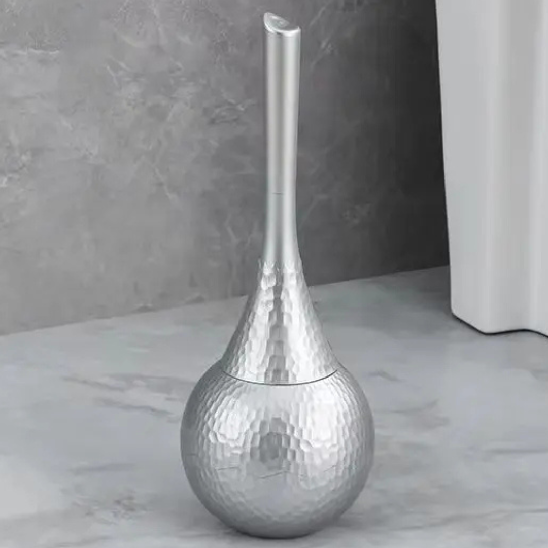 Norla — Hammered Finish Toilet Brush Set with Concealed Lid