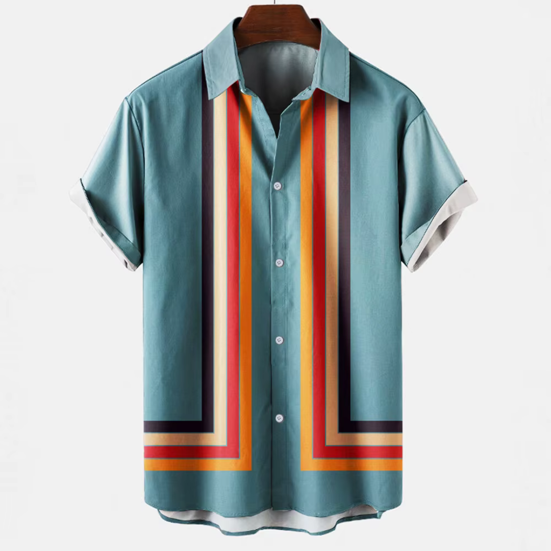 Terrico Linen Shirt — Breathable Summer Shirt with Retro Stripes