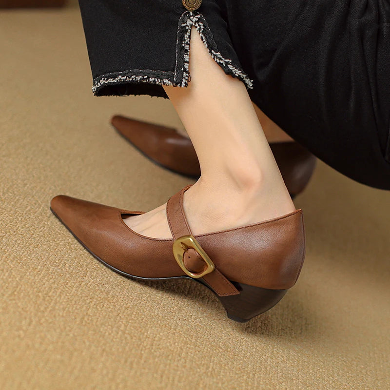 Liora — Genuine Leather Mary Jane Pumps with Cushioned Comfort