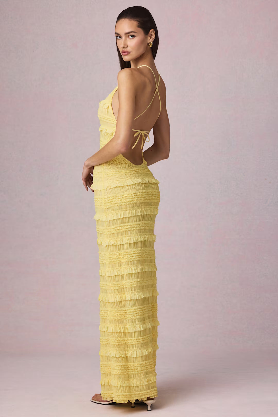 Clarellea — Halter Neck Maxi Dress with Ruffled Open Back