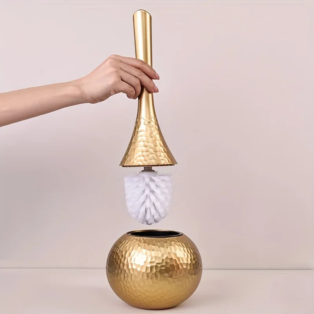 Norla — Hammered Finish Toilet Brush Set with Concealed Lid