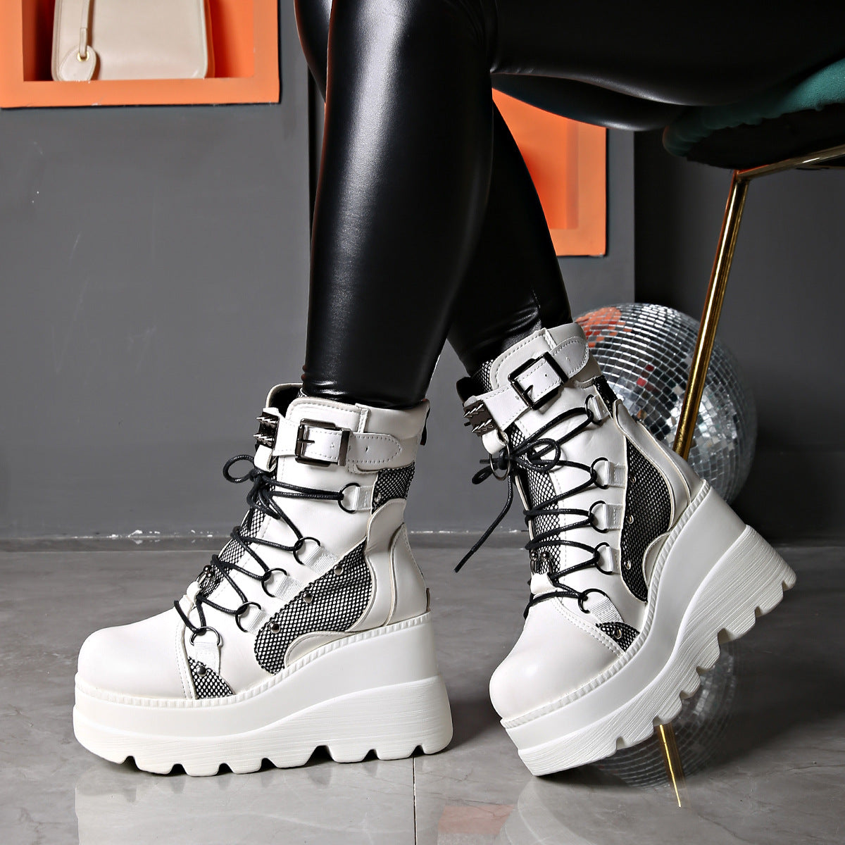 Liora — Gothic Platform Boots with Chunky Sole and Buckle Accents