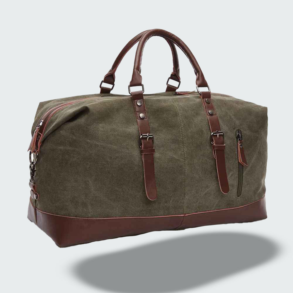 Soren — Durable Waxed Canvas Travel Duffle Bag with Leather Accents