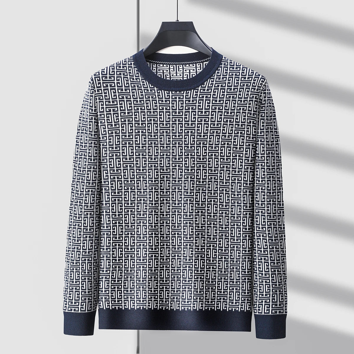 Blakeon — Men's Modern Maze Pattern Knit Sweater with Tailored Fit