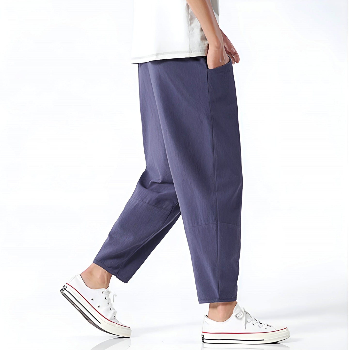 Eryndor Cropped Pants — Breathable Cotton-Linen Relaxed Fit with Drawstring Waist