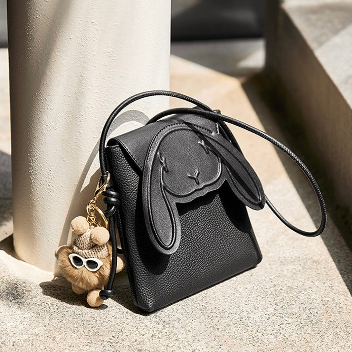 Liora — Women's Genuine Leather Mini Crossbody Phone Bag with Rabbit Design