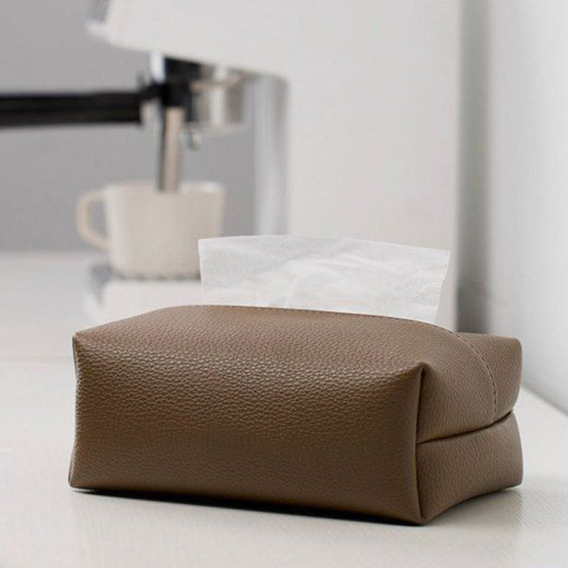 Larkon — Pebbled Faux Leather Tissue Holder with Minimalist Design