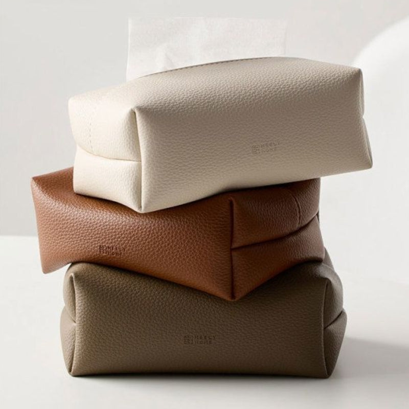 Larkon — Pebbled Faux Leather Tissue Holder with Minimalist Design
