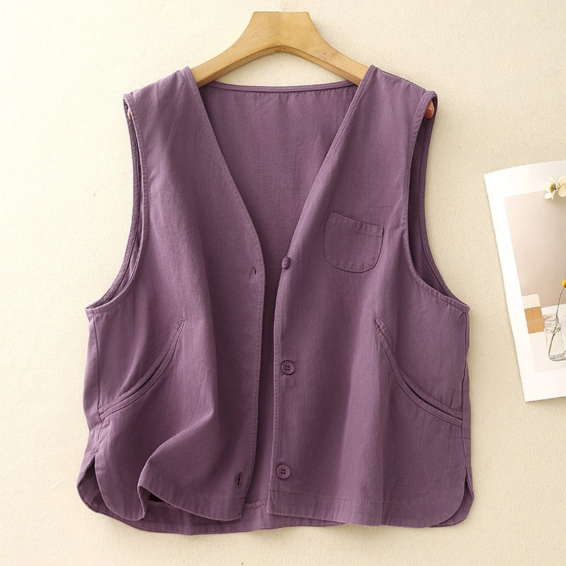 Soren Vest — Lightweight Cotton Linen Vest with Spacious Pockets