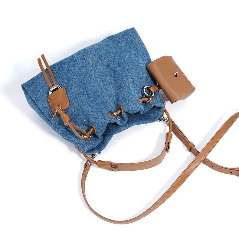 Arlenis — Women’s Genuine Leather and Denim Patchwork Hobo Bag