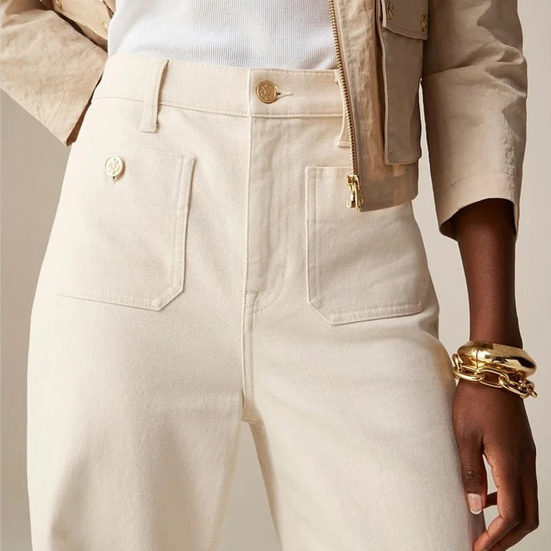 Liora Jeans — High-Waist Loose Denim Trousers with Stretch Fabric