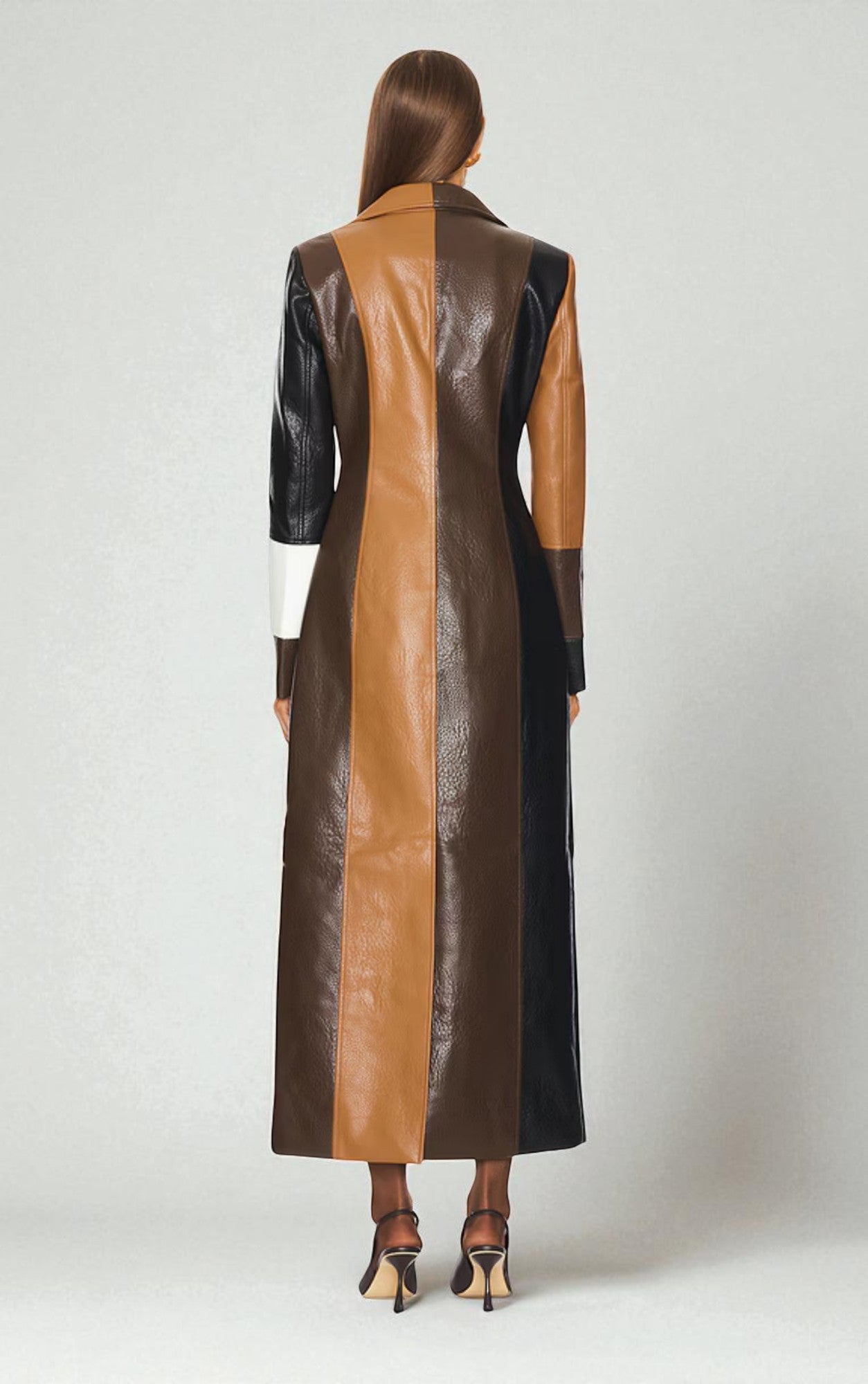 Talenis — Patchwork Leather Trench Coat with Modern Fit