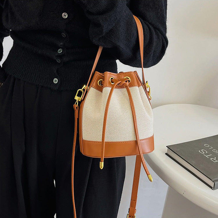 Oslen Canvas Bucket Bag — Lightweight Vegan Leather Trim Tote